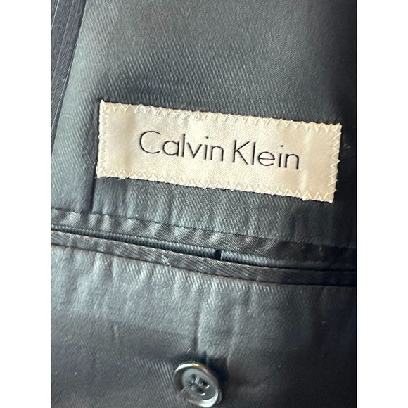 Calvin Klein Mens 100% Wool Pinstripe Blazer Coat Jacket 2 Button Blue Size 44S - Picture 6 of 6